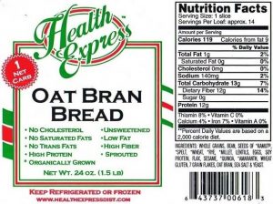 Health Express Oat Bran Bread 1 Net Carb